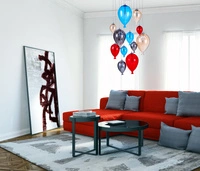 Balloon Pendant Lamp Incl. 9xG4 Max.20W Chrome Metal/Multicolor Glass 1791215