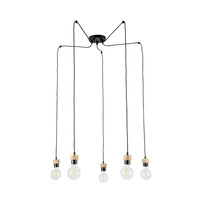 Lampa wisząca Clarte 5xE27 maks. 60W Dąb olejowany/Czarny metal/Czarny kabel z tkaniny 3491504