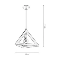 Lampa wisząca Trigonon 1xE27 Max.60W Dąb olejowany/Czarny metal/Czarny kabel PVC 1179170