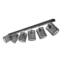 Nevoa Ceiling Lamp 6xE27 Max.25W Black Metal/Gold Metal/Black Fabric Shade 56392604