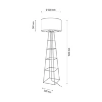 Tiphany Floor Lamp 1xE27 Max.60W Black Metal/Black PVC Cable/White Fabric Shade 8742104