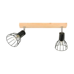 Megan Wood Ceiling Lamp 2xE14 Max.40W Birch Wood/Black Metal 2344260