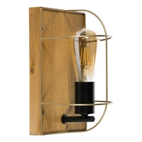 Lampa ścienna/sufitowa Netuno 1xE27 Max.15W LED Bejcowana Sosna Brązowa/Czarny Metal/Złoty Metal 92011151