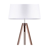 Lampa podłogowa na statywie 1xE27 maks. 60W drewno bukowe z orzecha włoskiego/przezroczysty kabel PVC/abażur z białej tkaniny 6021076