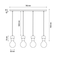 Clarte Pendant Lamp 4xE27 Max.60W Oiled Oak/Black Metal/Black Fabric Cable 3271404