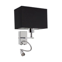 Lampa ścienna Relax 1xE27 maks. 25W zaw. 1xLED Zintegrowany 110lm 4000K 2,5W Chrom Metal/Czarny Klosz z tkaniny 5732128