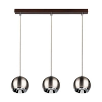 Ball Wood Pendant Lamp Incl. 3xLED GU10 5W Walnut Beech Wood/Satin Metal 5141376
