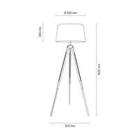 Lampa podłogowa na statywie 1xE27 maks. 60W czarne drewno bukowe/przezroczysty kabel PVC/abażur z czarnej tkaniny 6025004