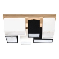 Paloma Ceiling Lamp 6xE27 Max.25W Oiled Oak/Black Fabric Shade/White Fabric Shade 2451674