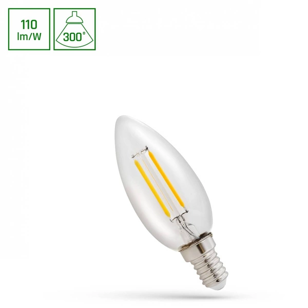 LED CANDLE E-14 230V 1W COG WW CLEAR SPECTRUM