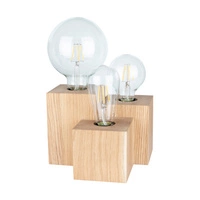 Okrągła lampa stołowa Vincent 3xE27 Max.15W Dąb olejowany/Czarny kabel z tkaniny 2276374