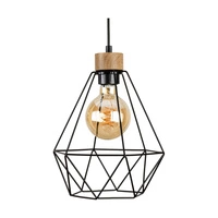 Lampa wisząca Diament 1xE27 Max.60W Dąb olejowany/Czarny metal/Czarny kabel PCV 21822104