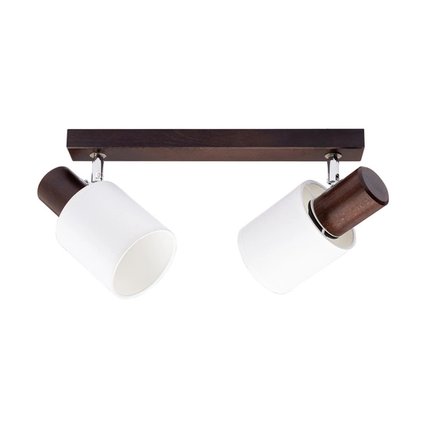 Lampa Sufitowa Treehouse 2xE27 Max.25W Drewno Bukowe Orzech/Abażur z Białej Tkaniny 2236276
