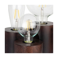 Okrągła lampa stołowa Vincent 3xE27 maks. 15W drewno bukowe orzechowe/kabel z czarnej tkaniny 2266376