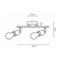 Lampa Sufitowa Porcia 2xE27 Max.25W Czarny Metal/Złoty Metal/Czarna Ceramika 8127204