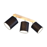 Atike Lampa Sufitowa 3xE27 Max.25W Dąb Olejowany/Chromowany Metal/Czarny Klosz Tkaniny 197546374