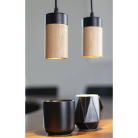 Lampa wisząca Annick w zestawie Kabel 1xLED GU10 5W Dąb olejowany/Czarny metal/Czarny silikonowy oplot 1419104