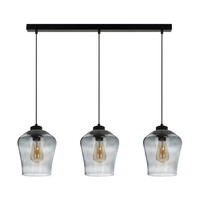 Lampa wisząca Juba 3xE27 Max.60W Czarny metal/Czarny kabel PCV/Dymone szkło 5500062