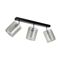 Nevoa Ceiling Lamp 3xE27 Max.25W Black Metal/Chrome Metal/Silver Fabric Shade 56794304