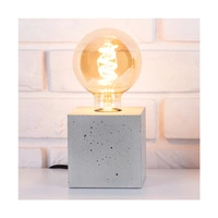 Mocna kwadratowa lampa stołowa 1xE27 Max.25W Biały beton/Czarny kabel PVC 6170937