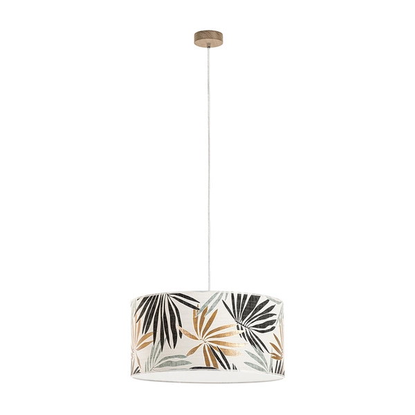 Hoja Pendant Lamp 1xE27 Max.60W Oiled Oak/Transparent PVC Cable/Multicolor Wallpaper 16470174
