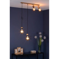 Clarte Wood Pendant Lamp 4xE27 Max.60W Oiled Oak/Black Metal/Black Fabric Cable 32749474