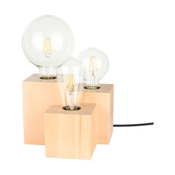 Vincent Round Table Lamp 3xE27 Max.15W Birch Wood/Black Fabric Cable 2276360