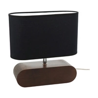 Lampa stołowa Marinna 1xE27 maks. 25W drewno bukowe orzechowe/przezroczysty kabel PVC/abażur z czarnej tkaniny 7615076