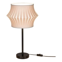 Lampa stołowa Lotus 1xE27 maks. 40W Czarny metal/czarny kabel PCV/szary klosz z tkaniny 724640104