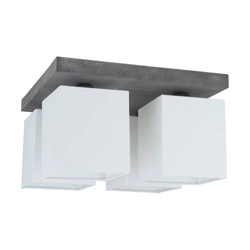Great Ceiling Lamp 4xE27 Max.25W Gray Concrete/White Fabric Shade 2241436