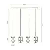 Lampa Wisząca Netuno 4xE27 Max.60W Bejcowana Sosna Brązowa/Czarny Metal/Czarny Kabel PCV/Złoty Metal 1811059451