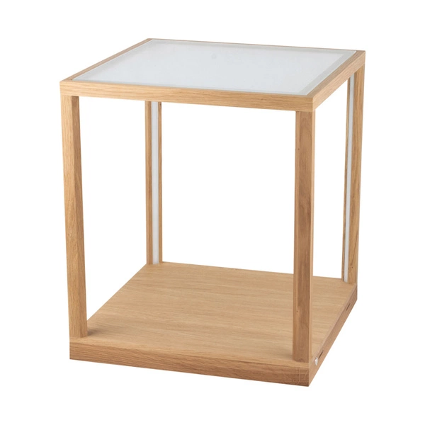 Tavoli Glass Table 1xLED Samsung 24V Integrated 2520lm 3000K 27W Oiled Oak/Frosted Glass/Black Fabric Cable with Touch Dimmer 8881974