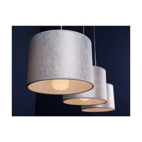 Lampa Wisząca Prata 3xE27 Max.40W Szary Metal/Przezroczysty Kabel PCV/Srebrny Klosz Tkaniny 957280347
