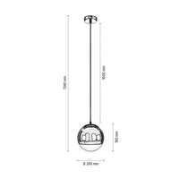 Gino Pendant Lamp 1xE27 Max.60W Chrome Metal/Transparent PVC Cable/Chrome-Transparent Glass 5801128