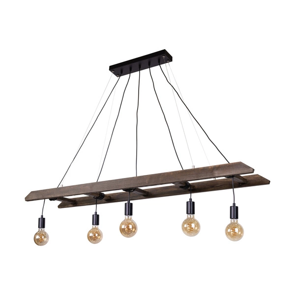 Eskalo Pendant Lamp 5xE27 Max.60W Stained Pine on Walnut/Black Metal/Black PVC Cable 7219556