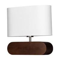 Lampa stołowa Marinna 1xE27 maks. 25W drewno bukowe orzechowe/przezroczysty kabel PVC/biały klosz z tkaniny 7611076