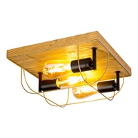 Lampa ścienna/sufitowa Netuno 3xE27 Max.15W LED Witrażowa Sosna Brązowa/Czarny Metal/Złoty Metal 92013351