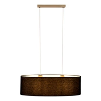 Lampa Wisząca Dove 2xE27 Max.40W Dąb Olejowany/Przezroczysty Kabel PCV/Abażur z Czarnej Tkaniny 17400274