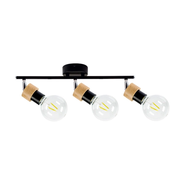 Marjolaine Ceiling Lamp 3xE27 Max.25W Oiled Oak/Black Metal 2831304