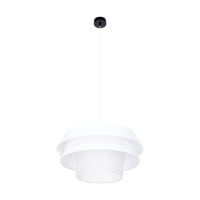 Lampa Wisząca Amar 1xE27 Max.60W Czarny Metal/Przezroczysty Kabel PCV/Abażur z Białej Tkaniny 160950104