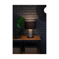 Lampa stołowa Pino Mix 1xE27 maks. 40W barwiona sosna szara/czarny metal/czarny kabel z tkaniny/antracytowy klosz z tkaniny 776048904
