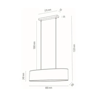 Dove Pendant Lamp 2xE27 Max.40W Oiled Oak/Transparent PVC Cable/Black Fabric Shade 17400274