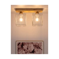 Norman Wood Ceiling Lamp 2xE27 Max.25W Oiled Oak/Chrome Metal 8175274