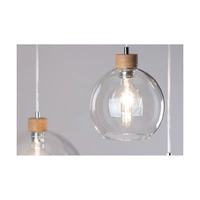 Lampa Wisząca Laguna Wood 1xE27 Max.60W Dąb Olejowany/Przezroczysty Kabel PCV/Przezroczyste Szkło 18710174
