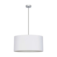 Rima Pendant Lamp 1xE27 Max.60W Chrome Metal/Anthracite Fabric Cable/Gray Fabric Shade 197711128