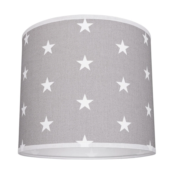 Lampshade Cylinder E27 H20 Gray-White Fabric with stars pattern A1324