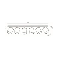 Aprillia Ceiling Lamp 6xE27 Max.25W Black Metal/Chrome Metal/Gray Fabric Shade 56745604