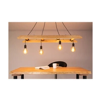 Lampa Wisząca Eskalo 4xE27 Max.60W Bejcowana Sosna Brązowa/Czarny Metal/Czarny Kabel PCV 7219451