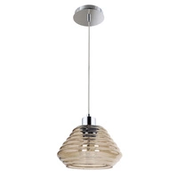 Lampa wisząca Bali 1xE27 maks. 60W chromowany metal/przezroczysty kabel PVC/brązowe szkło 1198128
